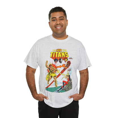 New Teen Titans T-Shirt - George Perez Art - Wonder Girl & Starfire Vs Hyperion - DC Comics