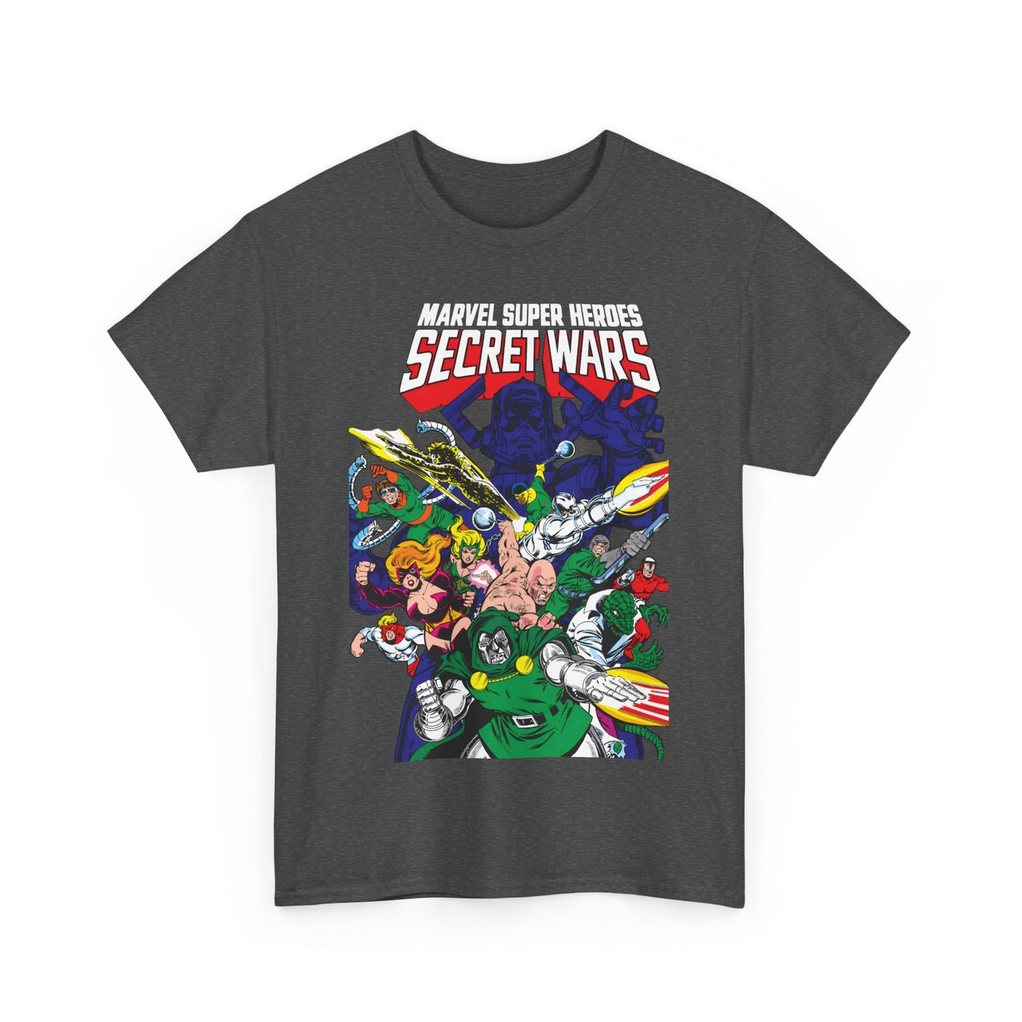Marvel Super-Heroes Secret Wars T-Shirt - The Bad Guys - Dr Doom, Galactus, Doctor Octopus, Titania, Absorbing Man, Enchantress - Marvel Comics Series