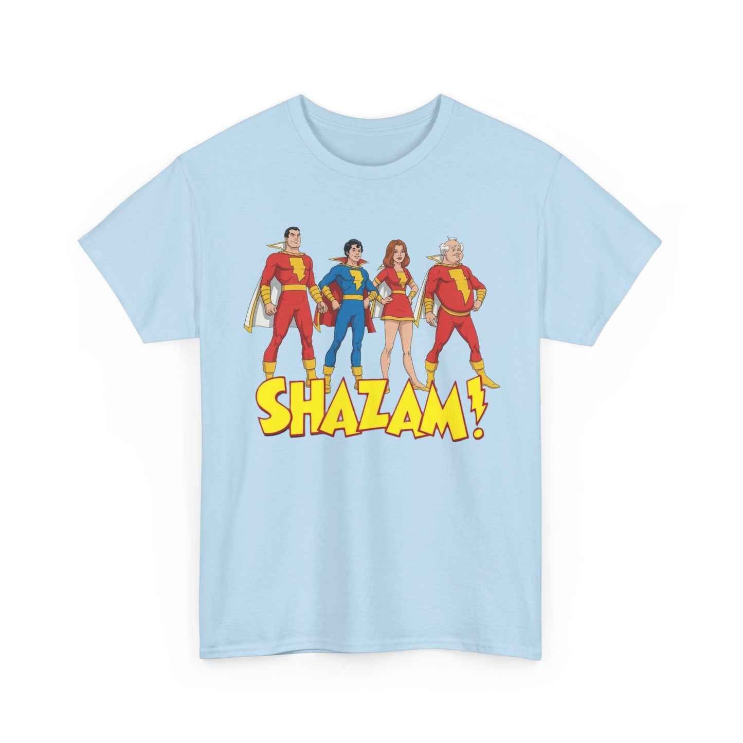 Shazam T-Shirt - Marvel Family Filmation Art - Mary Marvel, Captain Marvel Jr, Uncle Dudley - DC Comics