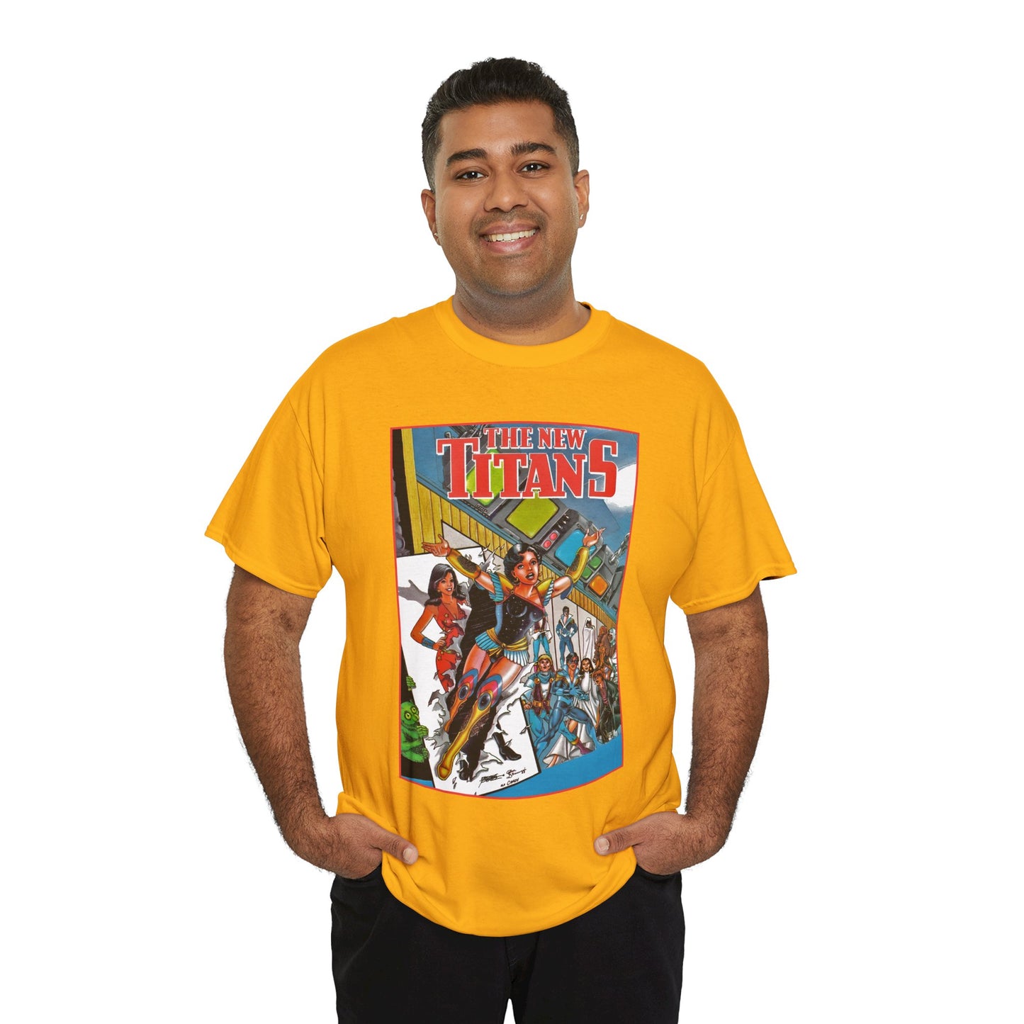 New Titans T-Shirt - George Perez Art - Troia 1st Appearance - Nightwing, Cyborg, Starfire, Raven, Jericho, Changeling - DC Comics