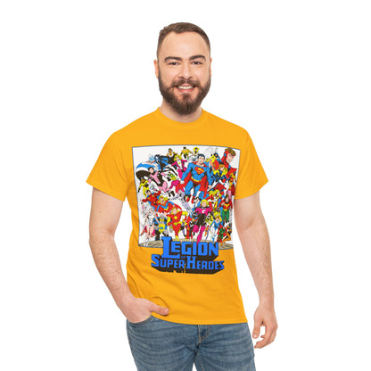 Legion of Super-Heroes T-Shirt - Greg Laroque Art - Who's Who in DC Comics - Superboy, Cosmic Boy, Dream Girl, Dawnstar, Supergirl, Sun Boy, Wildfire, Element Lad, Invisible Kid, Saturn Girl, Lightning Lad - DC Comics