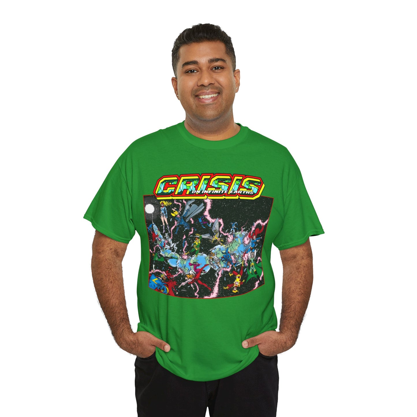 Crisis on Infinite Earths T-Shirt - George Perez Art - #1 Cover, First Issue - Harbinger, Pariah, Obsidian, Firestorm - DC Comics