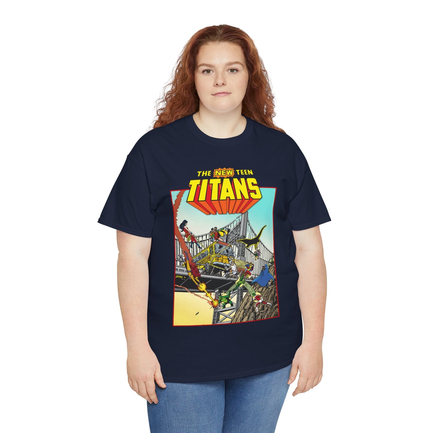 New Teen Titans T-Shirt - George Perez Promo Art - Wonder Girl, Cyborg, Raven, Starfire, Robin, Kid Flash, Changeling - DC Comics