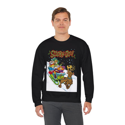Scooby Doo Christmas Crewneck Sweatshirt - Shaggy, Daphne, Velma, Fred Sleighing Through the Snow