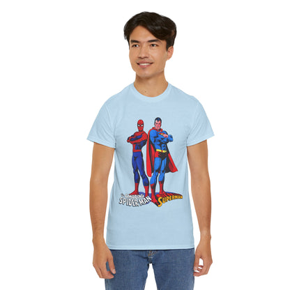 Amazing Spider-Man & Superman T-Shirt - Classic 1970s Marvel/DC Comics Crossover - Peter Parker & Clark Kent