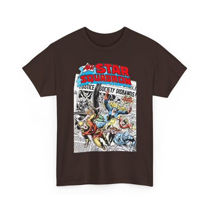 All-Star Squadron T-Shirt - Joe Kubert Art - Liberty Belle, Robotman, Shining Knight, Johnny Quick, Firebrand - JSA Connection - DC Comics