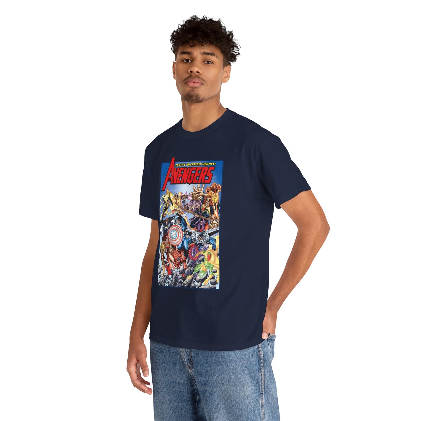 Avengers & Thunderbolts T-Shirt - George Perez Art - Captain America, Iron Man, Wonder Man, Scarlet Witch, Hawkeye, Citizen V, MACH-1, Techno, Atlas, Songbird - Marvel Comics
