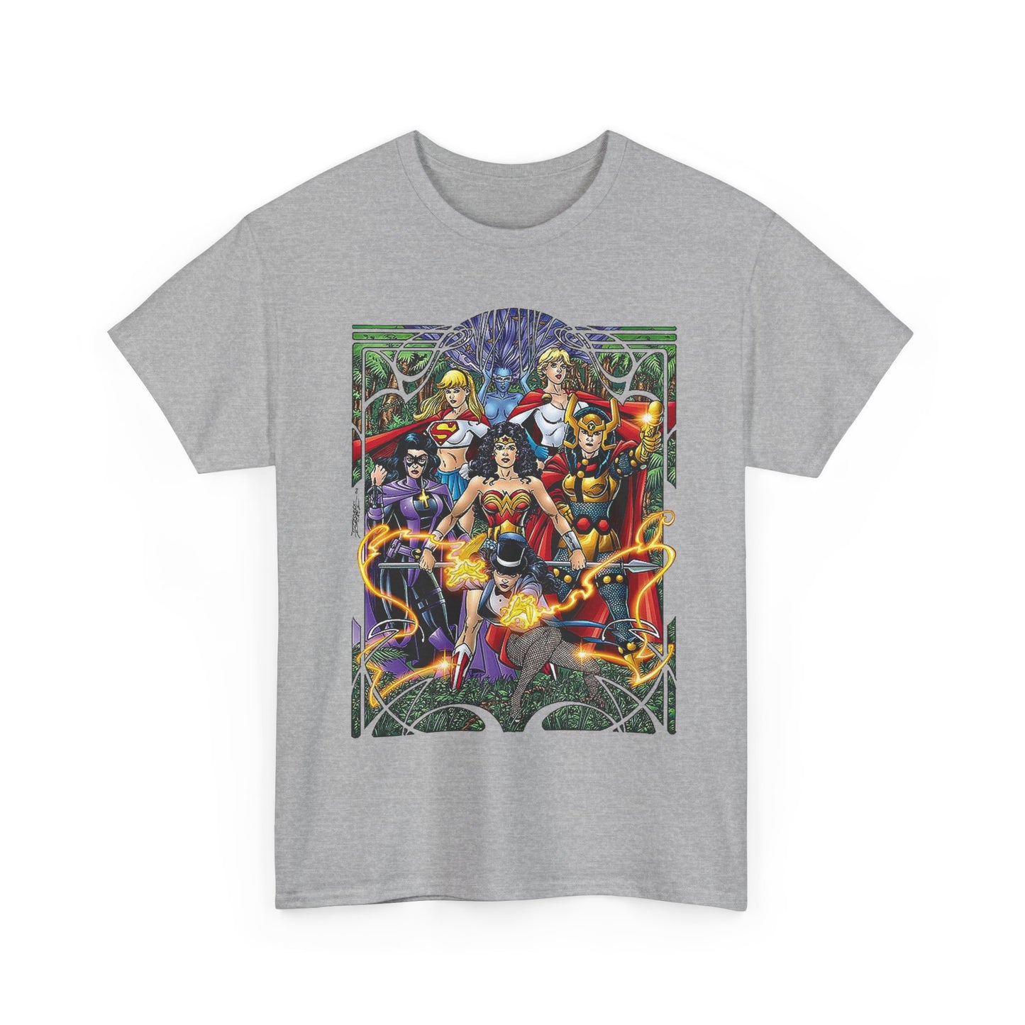 Justice League of Amazons T-Shirt - George Perez Art - Wonder Woman, Zatanna, Supergirl, Power Girl, Huntress, Big Barda - JLA - DC Comics