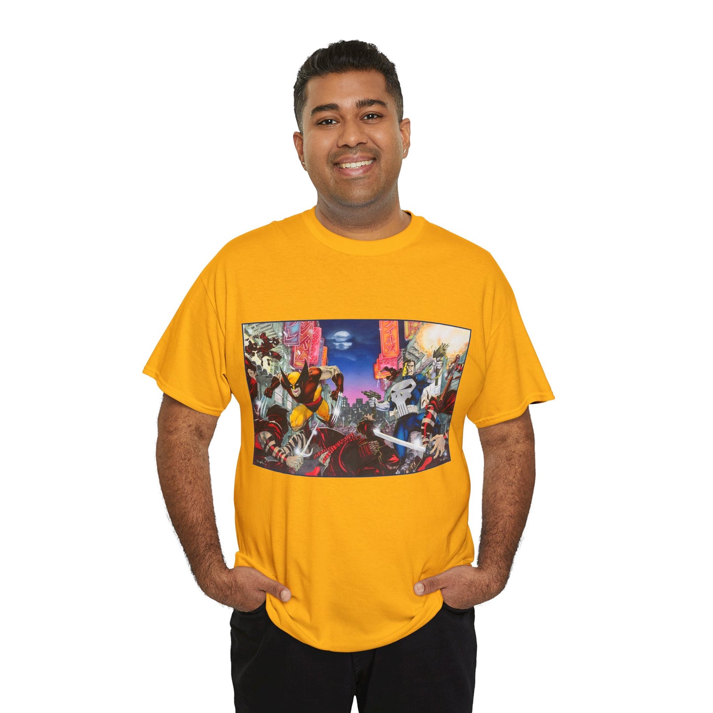Wolverine & Punisher T-Shirt - Jim Lee Art - Vs The Hand - Marvel Comics