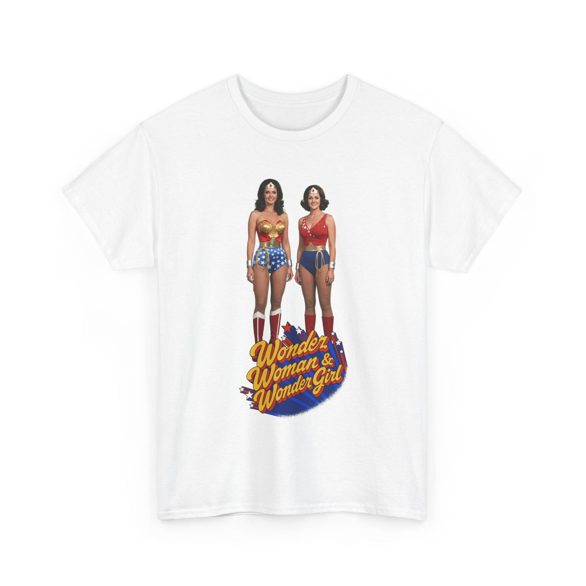 Wonder Woman & Wonder Girl T-Shirt - Lynda Carter Retro 1970s TV Show - DC Comics