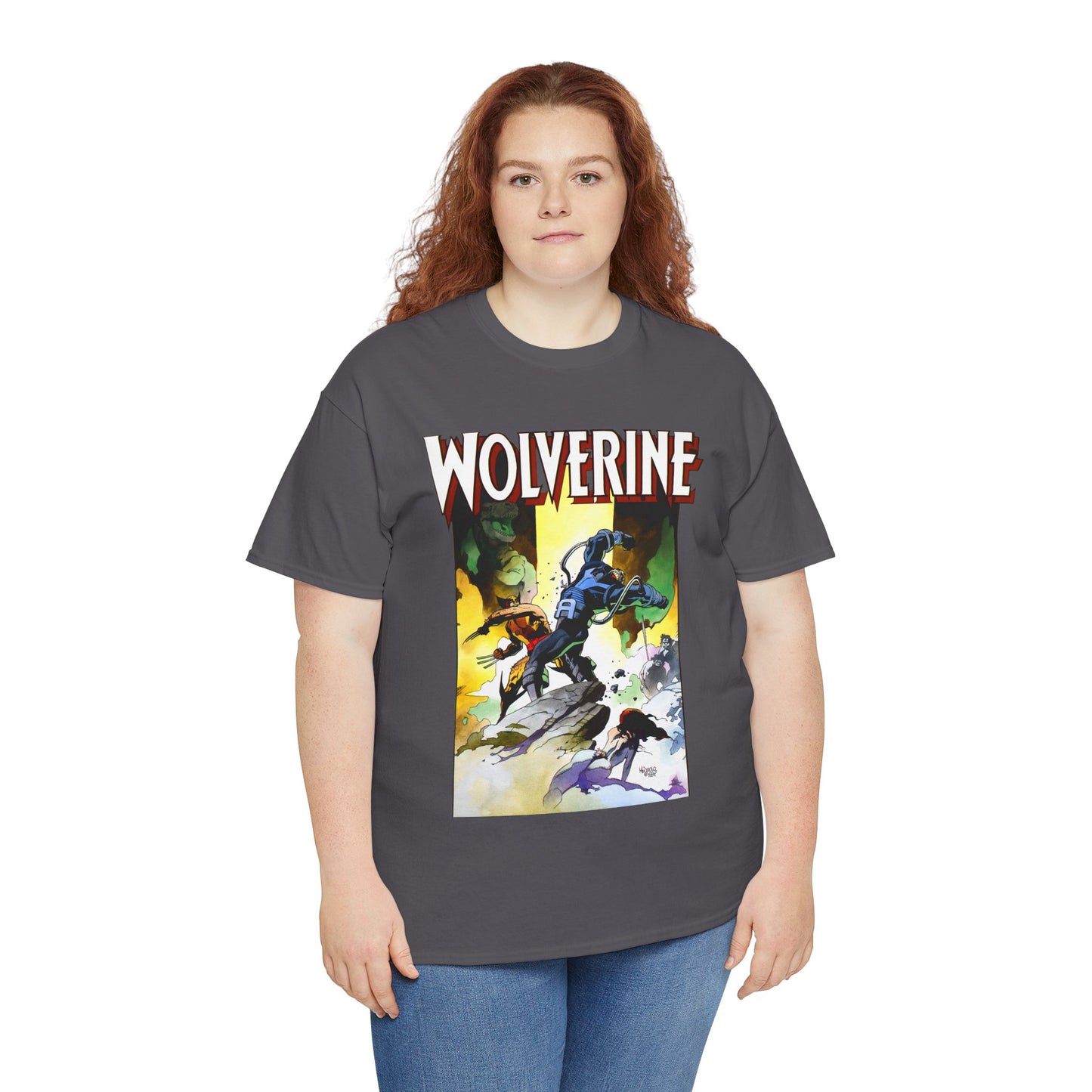 Wolverine T-Shirt - Mike Mignola Art - Jungle Adventure - Savage Land Story - Vs A Dinosaur - Logan, X-Men Member - Marvel Comics
