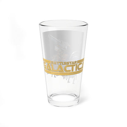 Battlestar Galactica Pint Glass, 16oz - 1978 Movie Art - Apollo, Starbuck, Adama, Baltar, Boxey, Boomer, Athena - Cylon Invasion