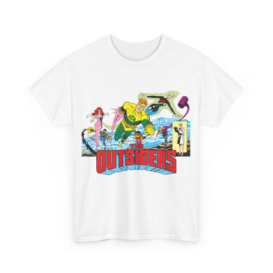Outsiders T-Shirt - Amazing Jim Aparo Art - Black Lightning, Geo-Force, Katana, Metamorpho, Looker, Halo - DC Comics