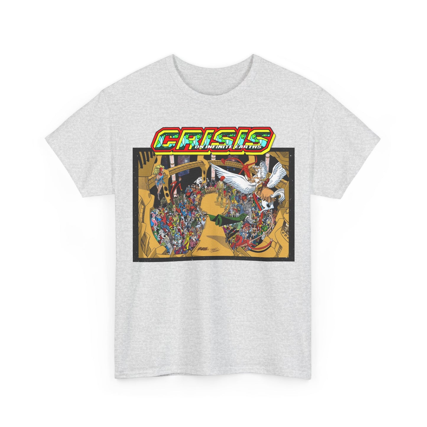 Crisis on Infinite Earths T-Shirt - George Perez & Jerry Ordway Art - The Monitor's Satellite - DC Comics