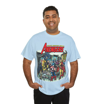 Classic Avengers T-Shirt - George Perez Art - Captain America, Hawkeye, Iron Man, Vision, Scarlet Witch, Quicksilver, Jarvis - Marvel Comics