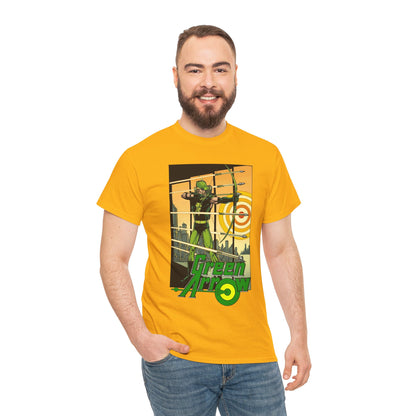 Green Arrow T-Shirt - George Perez Art - 1980s Justice League Postcard Art - JLA - DC Comics