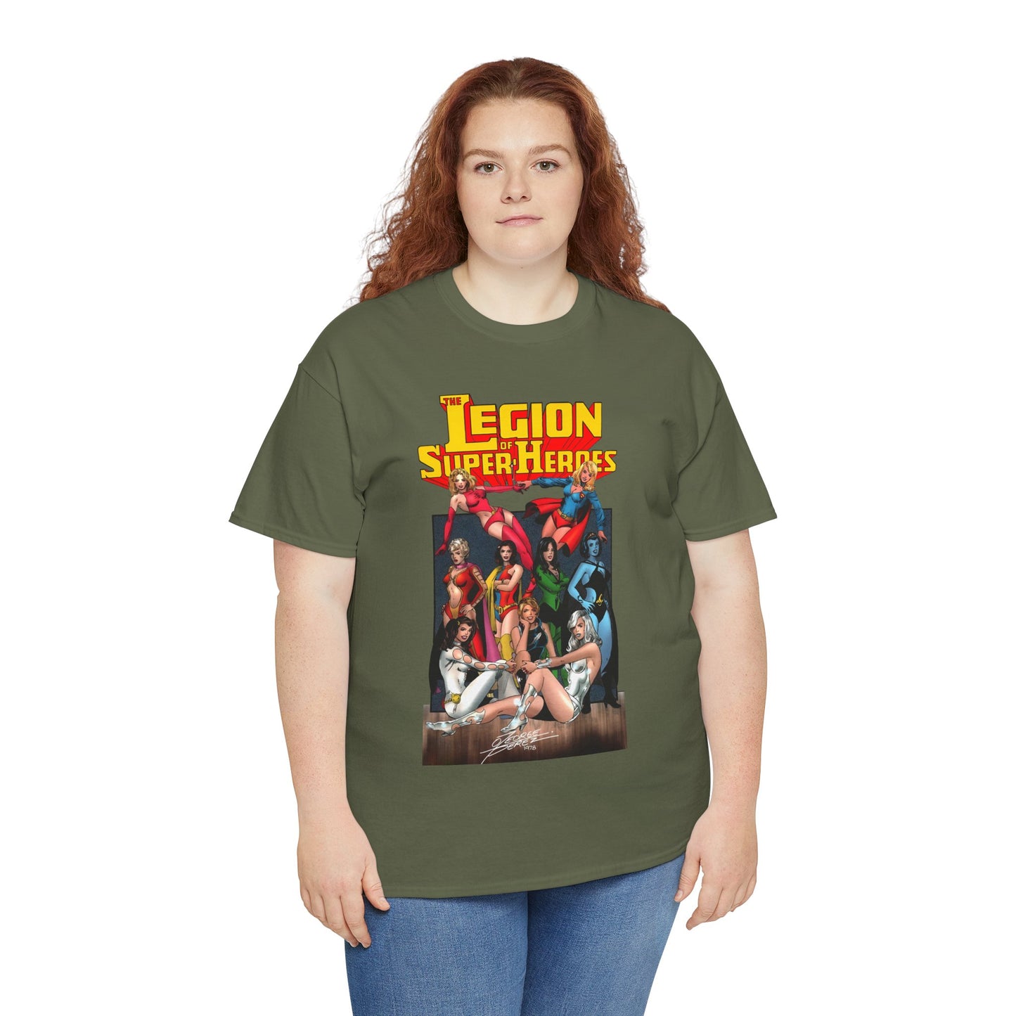 Legion of Super-Heroes T-Shirt - George Perez Art - Saturn Girl, Supergirl, Dream Girl, Shadow Lass, Phantom Girl - The Super Woman of LOSH - DC Comics