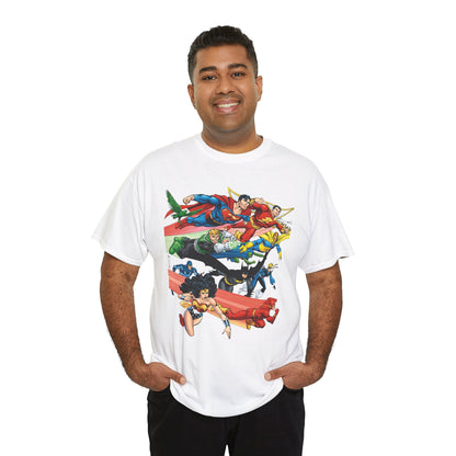 DC Legends T-Shirt - John Byrne Art - Superman, Dr Fate, Blue Beetle, Wonder Woman, Black Canary, Guy Gardner - DC Comics