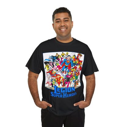 Legion of Super-Heroes T-Shirt - Greg Laroque Art - Who's Who in DC Comics - Superboy, Cosmic Boy, Dream Girl, Dawnstar, Supergirl, Sun Boy, Wildfire, Element Lad, Invisible Kid, Saturn Girl, Lightning Lad - DC Comics