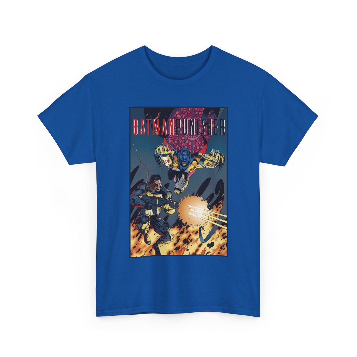 Batman/Punisher T-Shirt - Barry Kitson Art - Lake of Fire, AzBats - DC Comics/Marvel Comics