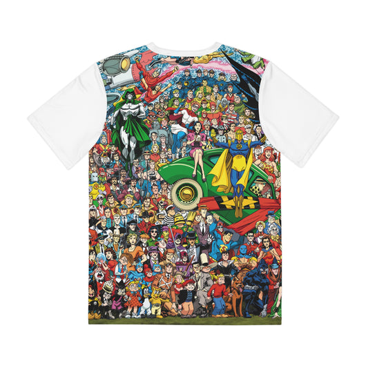 New History of the DC Universe All Over Print Tee (Polyester) - Scott Koblish Art - Captain Marvel, Batman, Wonder Woman - DC Comics