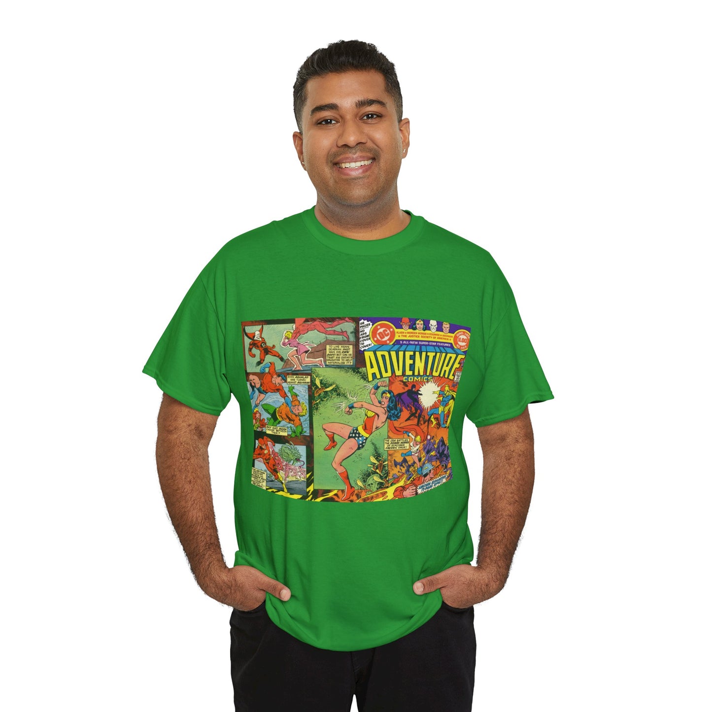 Adventure Comics #463 T-Shirt - Wonder Woman, Dr Fate, Power Girl, Deadman, Aquaman, Aqualad, Flash - DC Comics