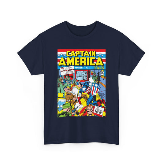 Captain America T-Shirt - #1 Cover - Golden Age Superhero Fighting Nazis - Pre-Marvel Comics