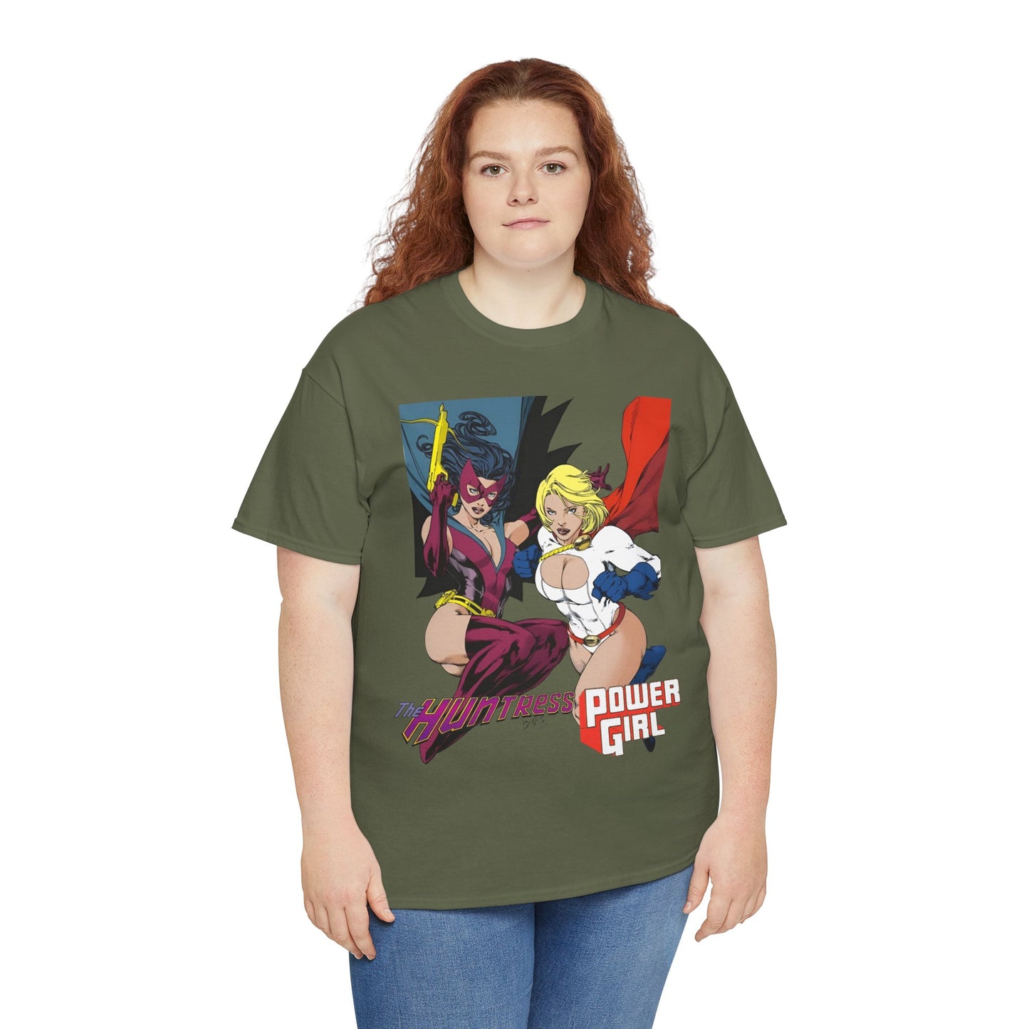 Huntress & Power Girl T-Shirt - Ed Benes Art - Justice Society, JSA, Earth 2 - DC Comics Bronze Age, Pre-Crisis Heroes