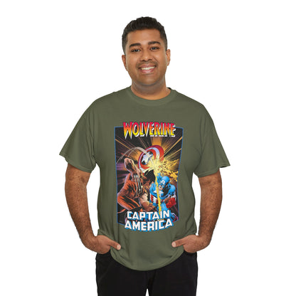 Wolverine Vs Captain America T-Shirt - Mike Zeck Classic Art - Marvel Comics