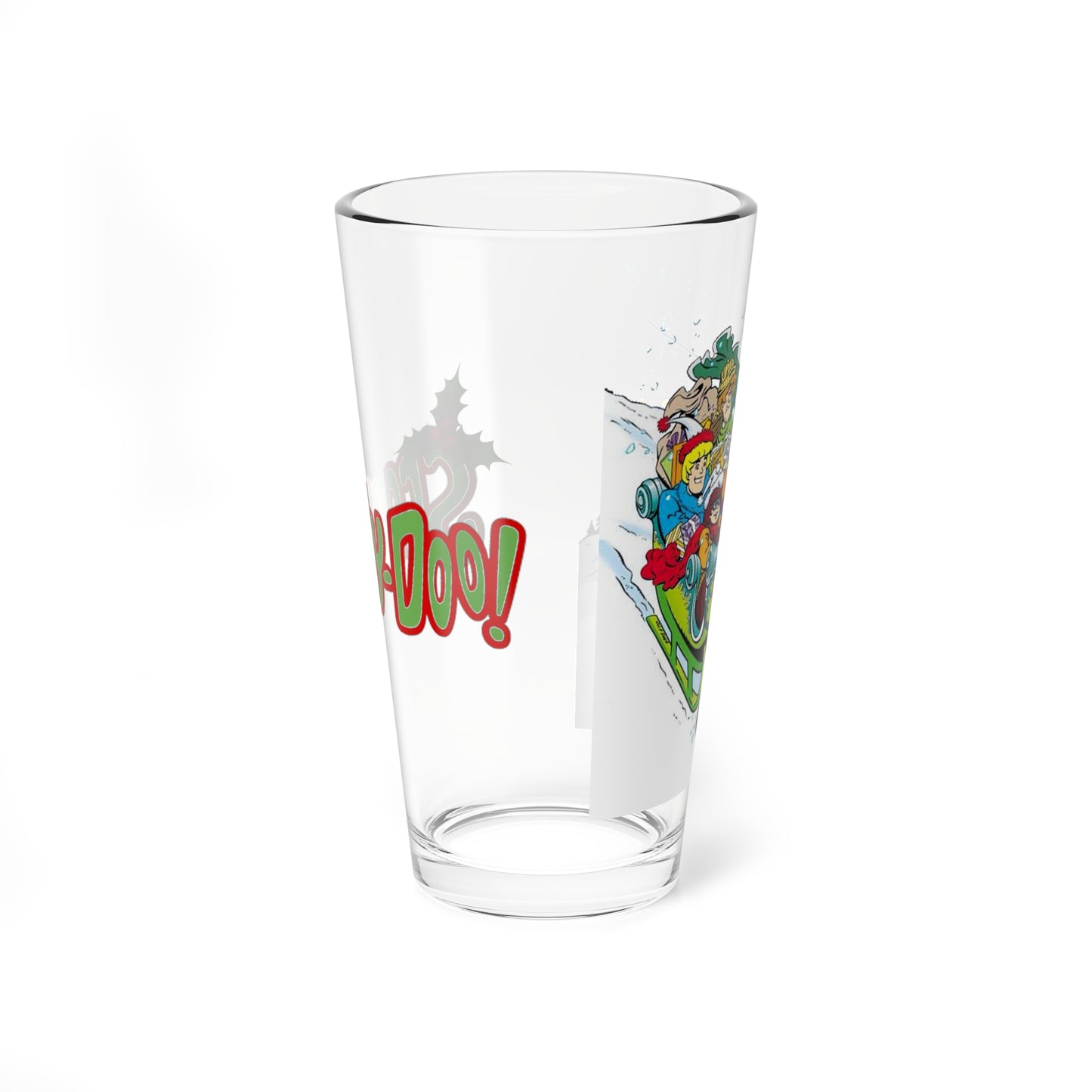 Scooby Doo Christmas Pint Glass, 16oz - Shaggy, Daphne, Fred, Velma - Mystery Inc - Hanna-Barbera Cartoon Holiday