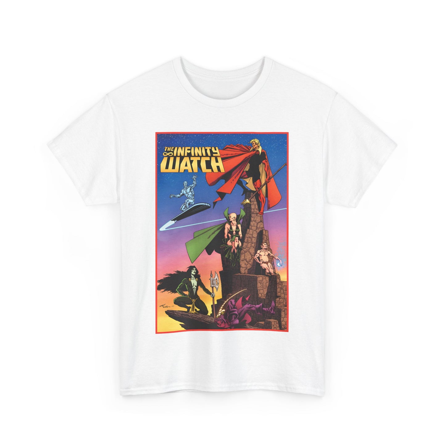 Infinity Watch T-Shirt - Jim Starlin Art - Adam Warlock, Silver Surfer, Moondragon, Pip the Troll - Marvel Comics