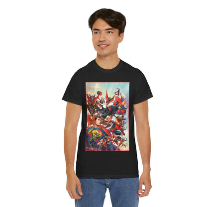 DC/Marvel T-Shirt - The Cosmic Kiss Caper & Other Stories Cover Art - Superman, Deadpool, Spider-Man, Harley Quinn, Batman Beyond, Static, Dr. Strange - DC Comics/Marvel