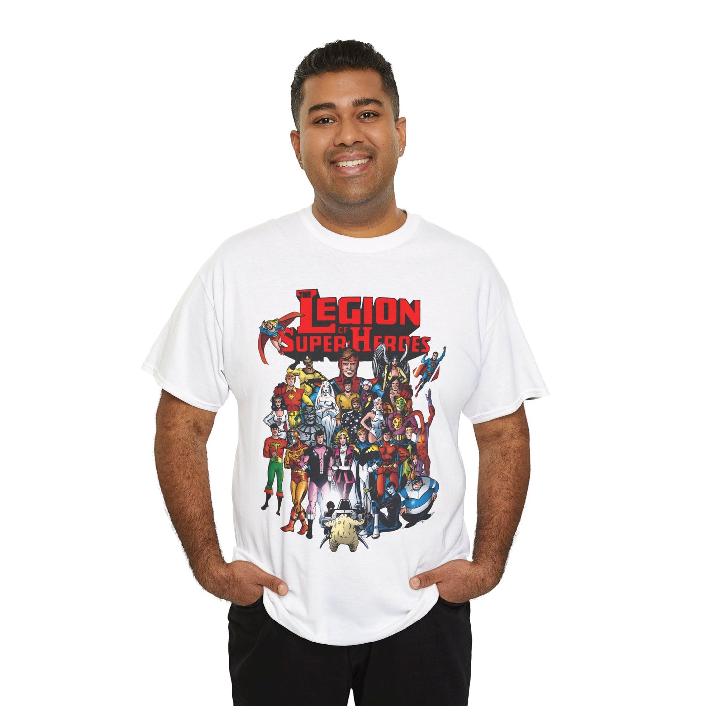 Legion of Super-Heroes T-Shirt - #300 Cover Art - Cosmic Boy, Saturn Girl, Superboy, Wildfire, Mon-El, Dream Girl, Brainiac 5, Supergirl - DC Comics