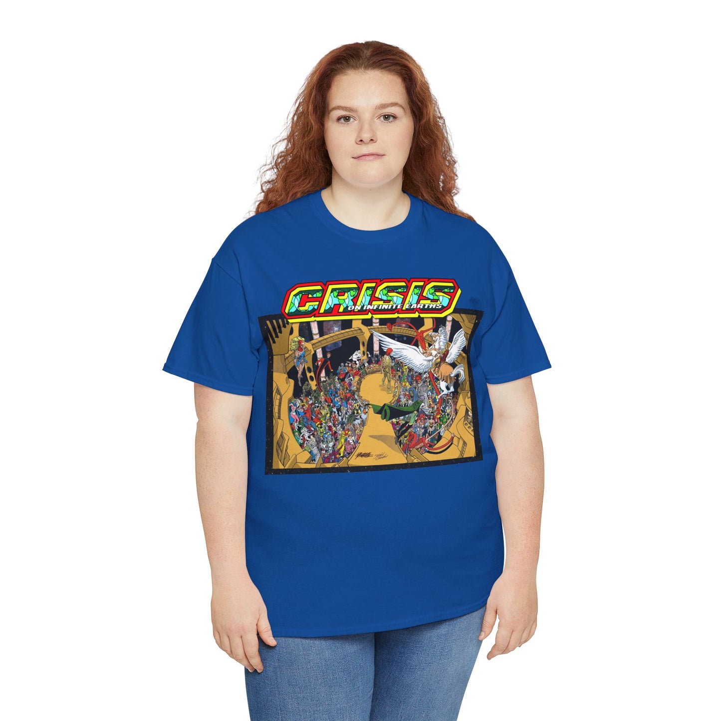 Crisis on Infinite Earths T-Shirt - George Perez & Jerry Ordway Art - The Monitor's Satellite - DC Comics