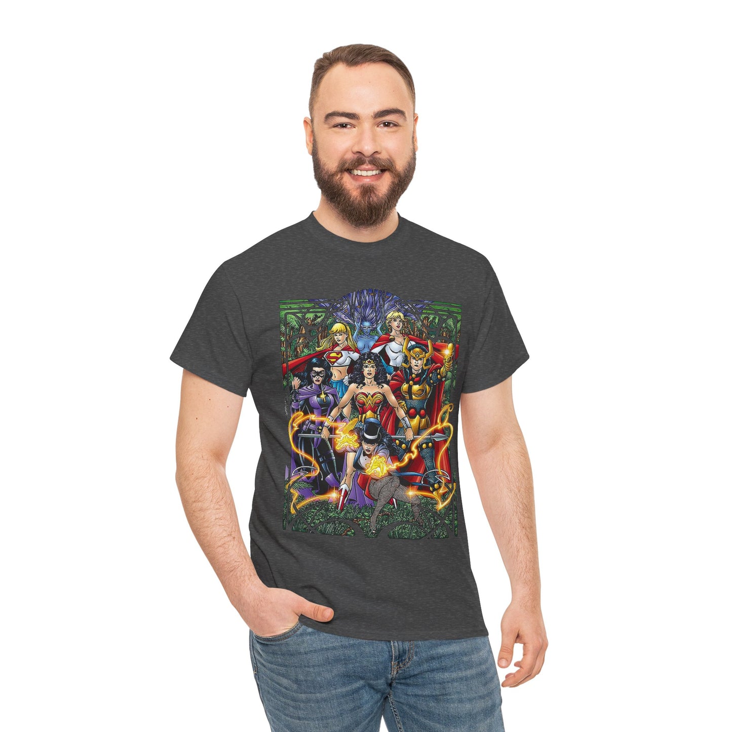 Justice League of Amazons T-Shirt - George Perez Art - Wonder Woman, Zatanna, Supergirl, Power Girl, Huntress, Big Barda - JLA - DC Comics