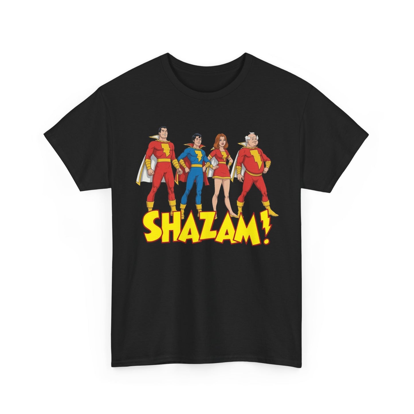 Shazam T-Shirt - Marvel Family Filmation Art - Mary Marvel, Captain Marvel Jr, Uncle Dudley - DC Comics