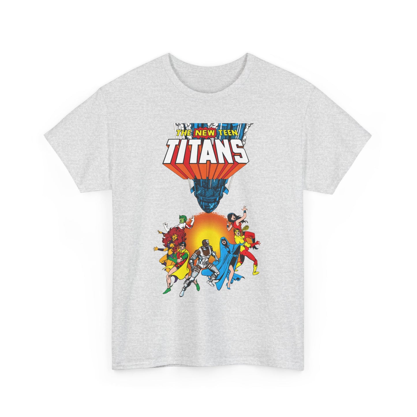 New Teen Titans T-Shirt - George Perez Art - Robin, Wonder Girl, Cyborg, Raven, Starfire, Kid Flash - #10 Cover Art - DC Comics