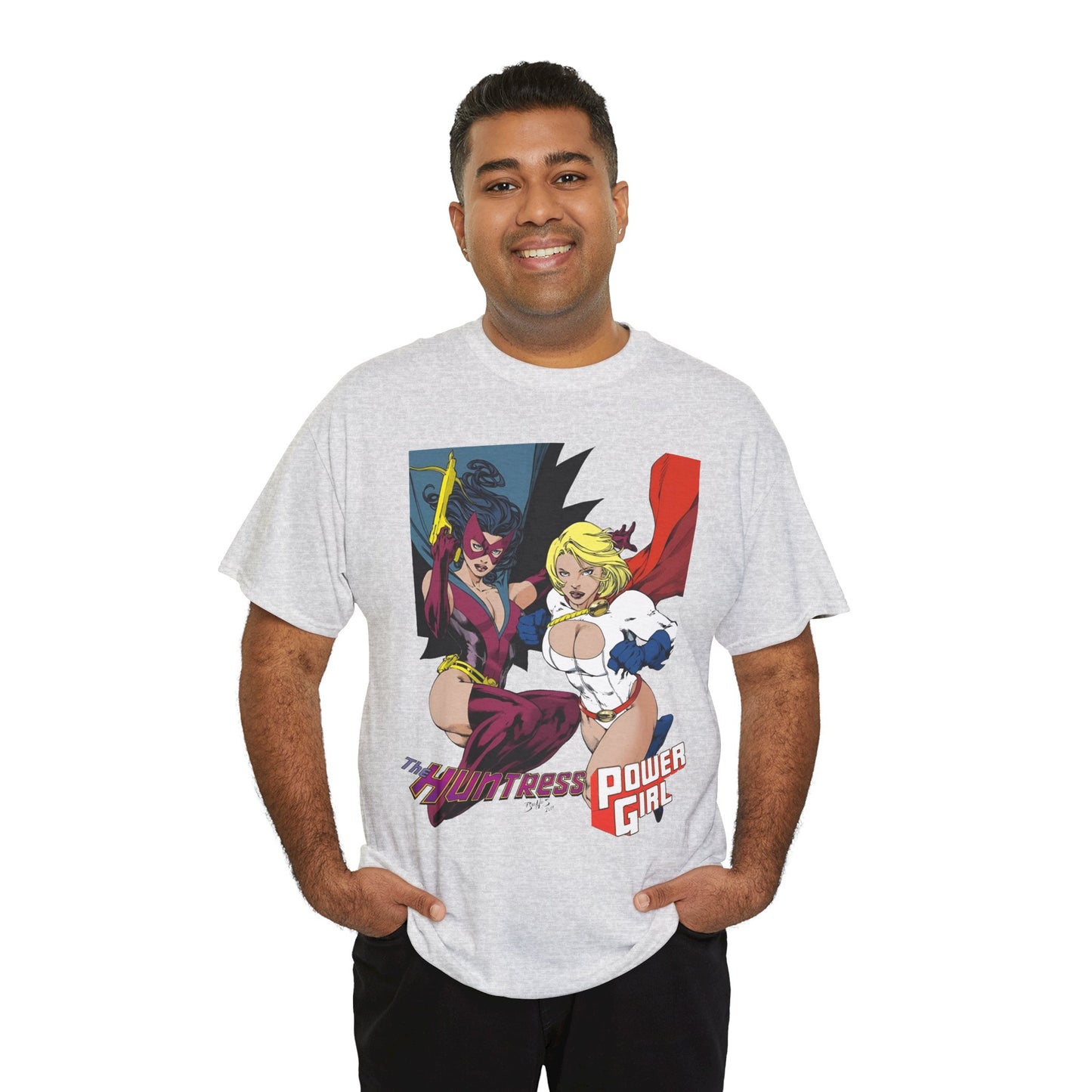 Huntress & Power Girl T-Shirt - Ed Benes Art - Justice Society, JSA, Earth 2 - DC Comics Bronze Age, Pre-Crisis Heroes