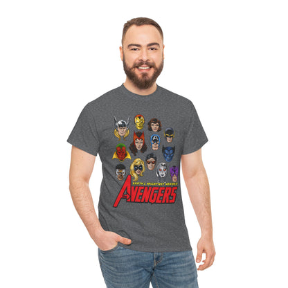 Avengers T-Shirt - John Byrne Art - Captain America, Scarlet Witch, Iron Man, Thor, Vision, Hawkeye, Wonder Man - Marvel Comics