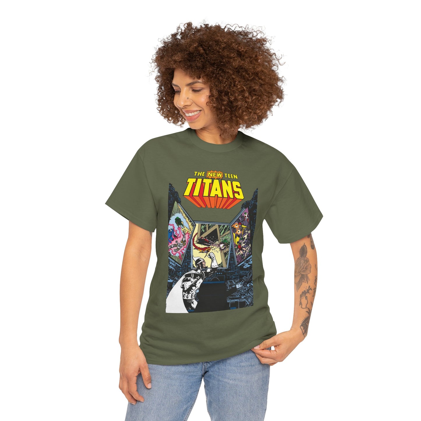 New Teen Titans T-Shirt - George Perez Art - Dr. Light, Titans Tower - DC Comics