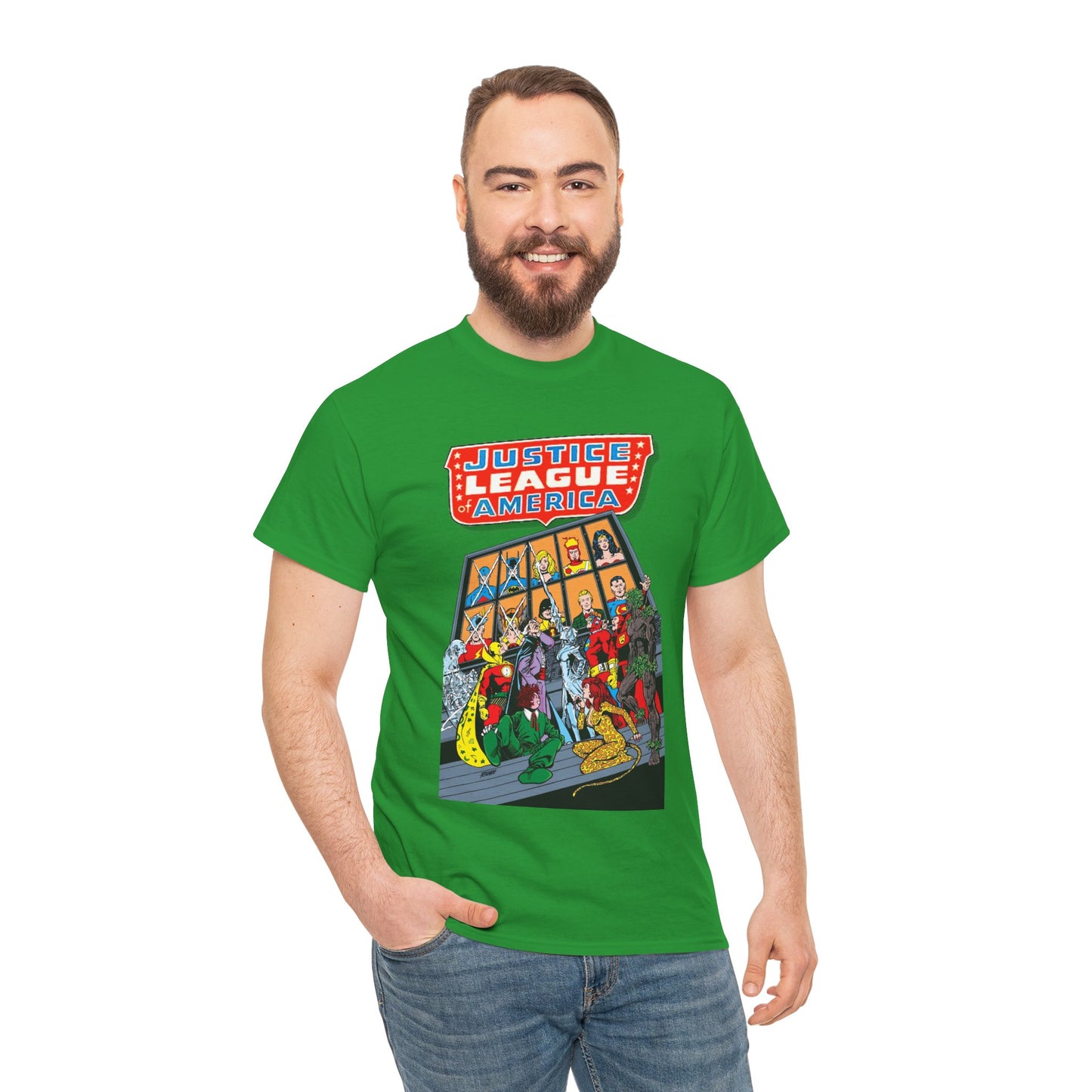 Justice League of America T-Shirt - George Perez Art - Wonder Woman, Hourman, Batman, Firestorm - SSOSV - DC Comics