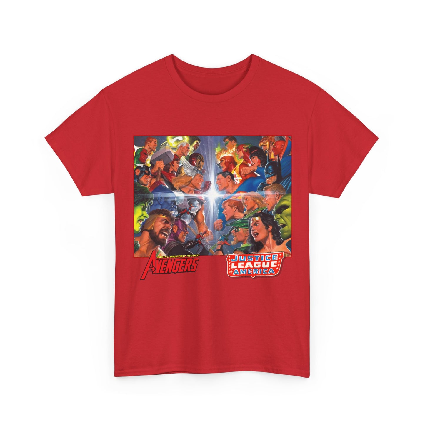 Avengers/Justice League of America T-Shirt - Alex Ross Art, George Perez Homage - DC Comics, Marvel Comics