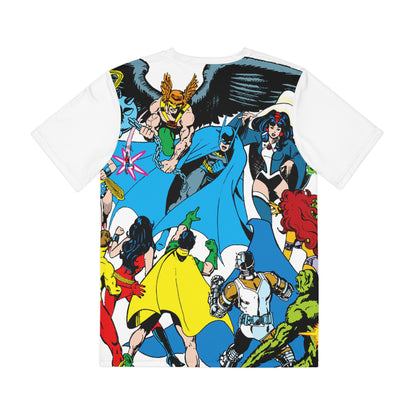 New Teen Titans All Over Print Tee (Polyester) - George Perez Art- Vs the Justice League of America (IMPROVED PLACEMENT AND PRINTING TECHNIQUES)