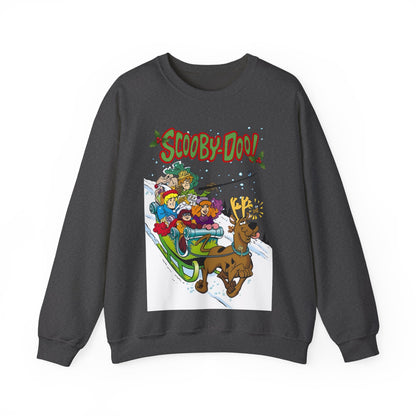 Scooby Doo Christmas Crewneck Sweatshirt - Shaggy, Daphne, Velma, Fred Sleighing Through the Snow