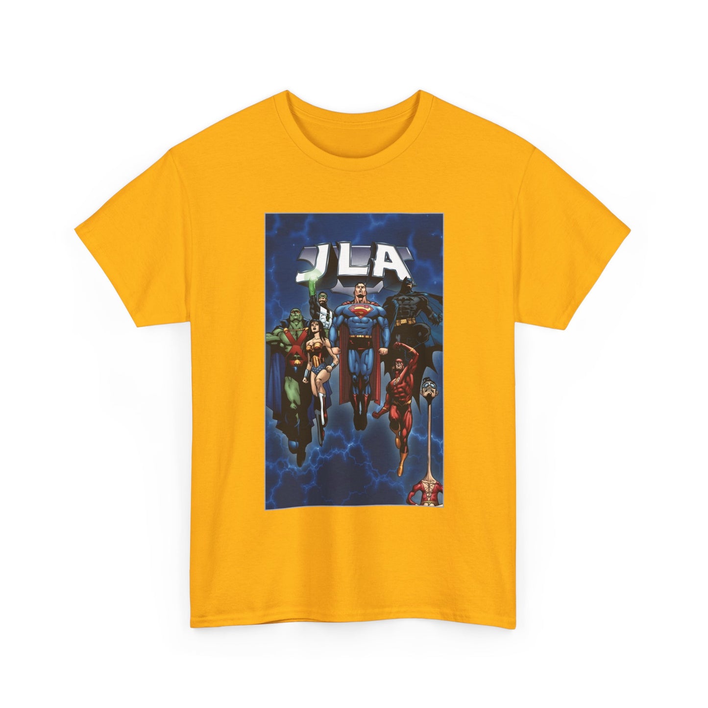 JLA T-Shirt - Doug Mahnke Art - Superman, Batman, Wonder Woman, Aquaman, Green Lantern, Flash, Martian Manhunter - DC Comics