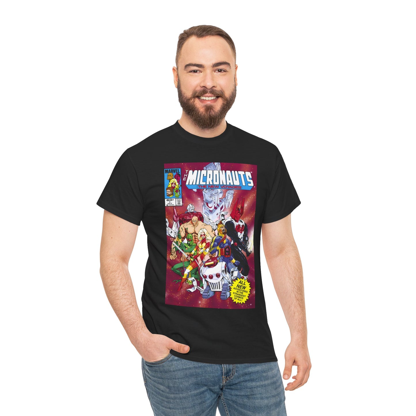 Micronauts: The New Voyages T-Shirt - Commander Arcturus Rann, Biotron, Marionette, Bug - Marvel Comics Series