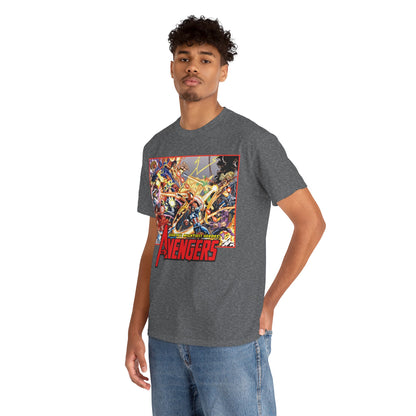 Avengers Vs Thunderbolts T-Shirt - George Perez Art - Captain America, Iron Man, Wonder Man, Scarlet Witch, Hawkeye, Citizen V, MACH-1, Techno, Atlas, Songbird - Marvel Comics