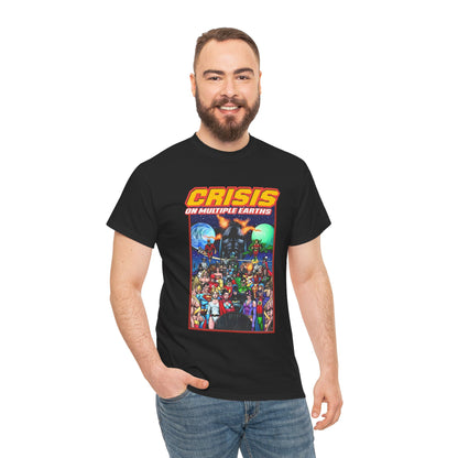 Crisis on Multiple Earths T-Shirt - George Perez Art - JSA & JLA Team-ups - Superman, Batman, Zatanna, Huntress, Power Girl, Hawkman, New Gods, Darkseid - DC Comics
