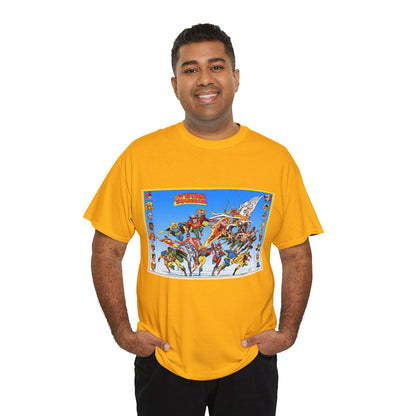 All-Star Squadron T-Shirt - Jerry Ordway Art - JSA Connection - Firebrand, Robotman, Amazing Man, Shining Knight, Tarantula, Dr Fate - Retro 1980s Series - DC Comics