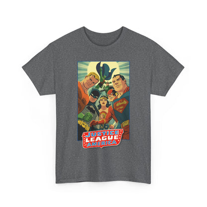 Justice League of America T-Shirt - Michael Cho Art - Superman, Flash, Wonder Woman, Green Lantern, Batman, Martian Manhunter - Silver Age Team - DC Comics